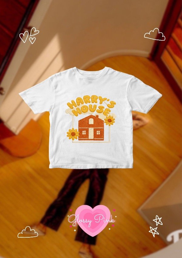 Baby tee harrys house efecto bordado dtf