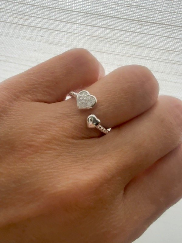 Producto - Anillo ajustable corazoncitos plata 925