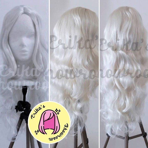 Producto - Peluca larga bucles sin flequillo blanco 102