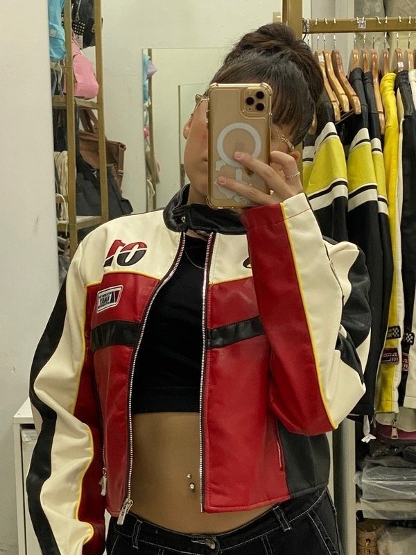 Producto - CAMPERA ECO CUERO - ROJO/BLANCO