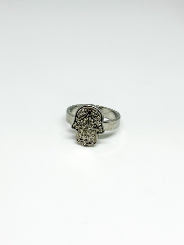 Producto - Anillo acero quirúrgico grueso dije mano de Fátima