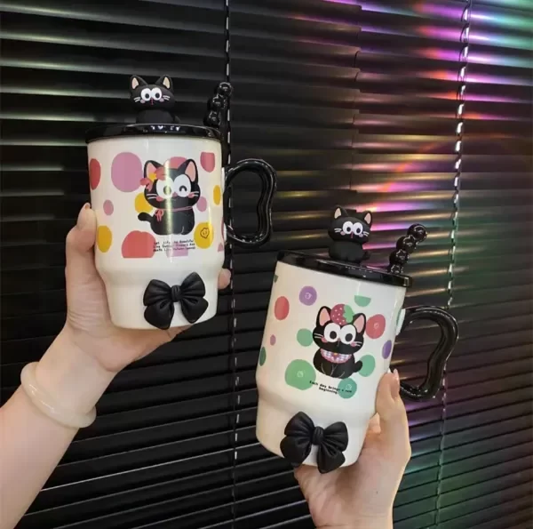 Producto - TAZA CERAMICA CON TAPA GATO LUNARES