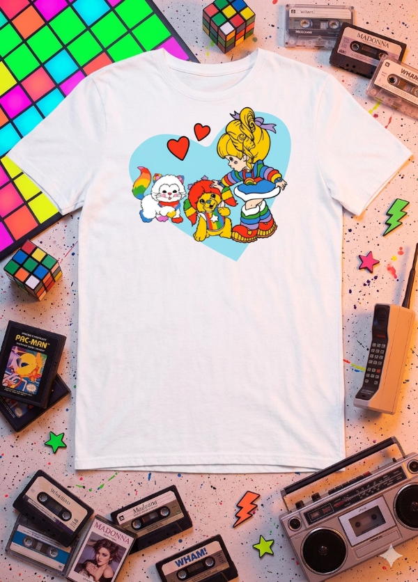 Producto - Remera Mujer Rainbow Corazón Celeste