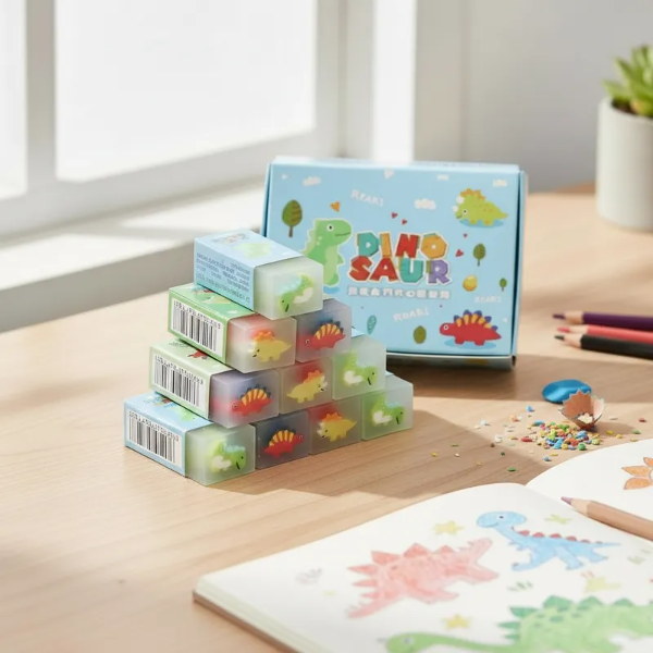 Producto - Set X 3 Goma De Borrar Dinosaurios Cortable Escolar Infantil