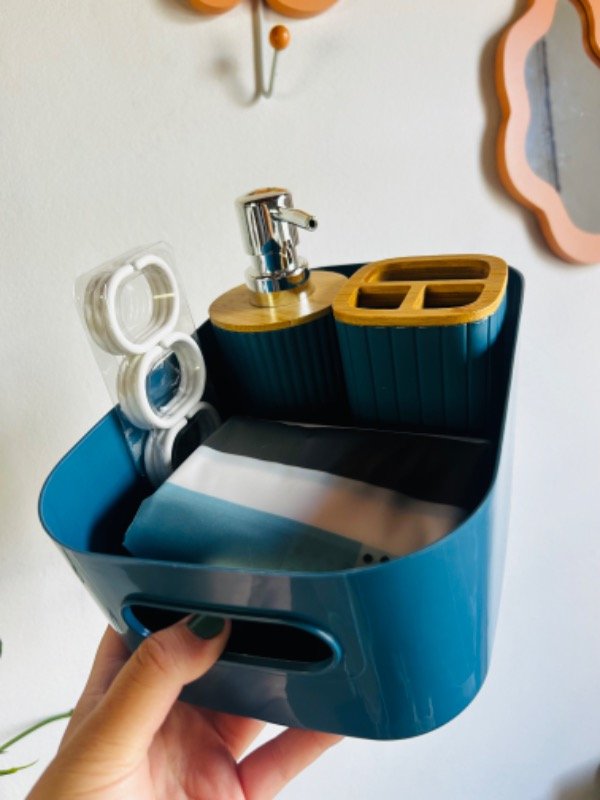 Producto - Set de baño con cortina y canasto - 0