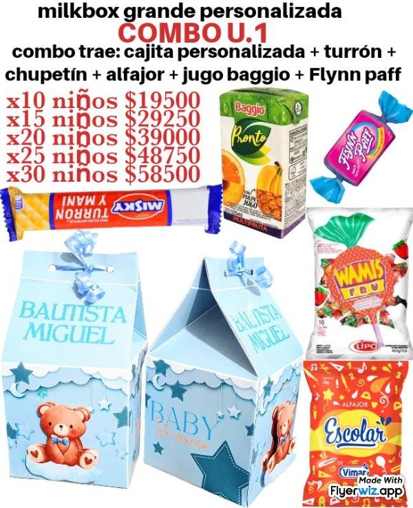 Producto - Combo U.1 milkbox personalizada con golosinas