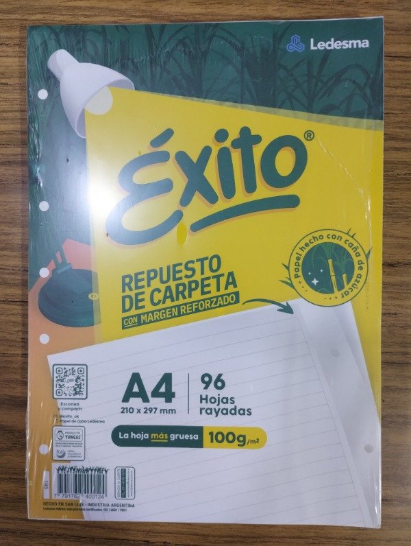 Producto - Repuesto Éxito "Reforzado" A4 Rayado x 96 hojas