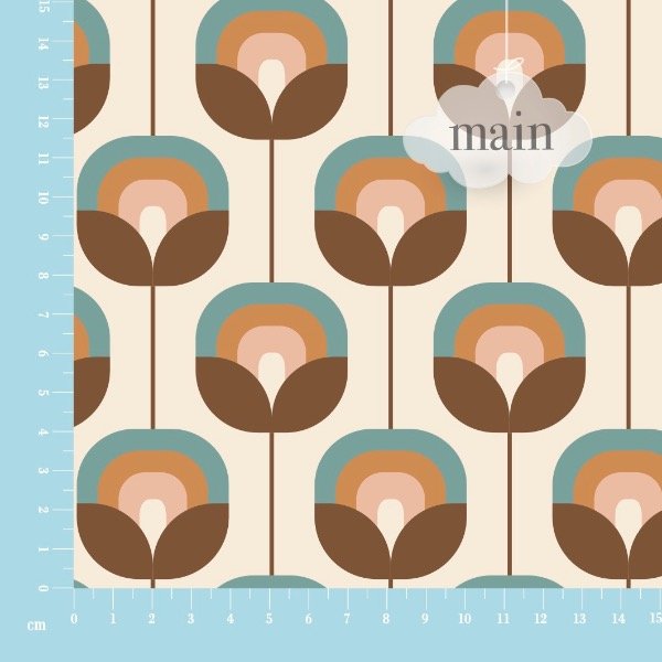 Producto - Gabardina Acrílica Flor Arco Iris Natural con Marrón