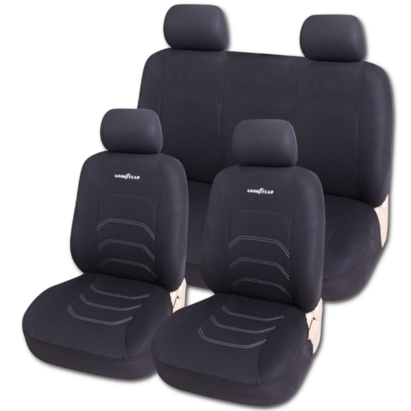 Producto - JGO. FUNDA ASIENTO COMPLETA GOODYEAR NEGRA 10 PIEZAS GY-2311