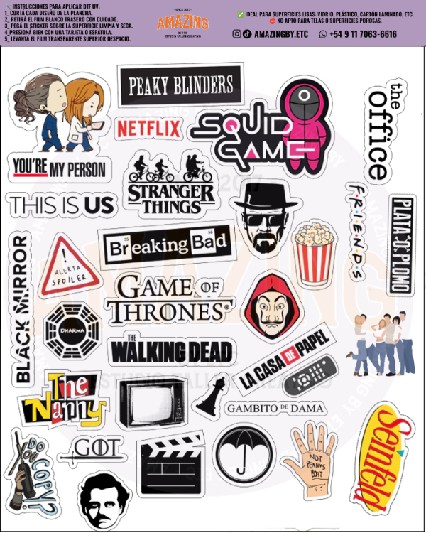 Producto - Series Mix Plancha Stickers premium DTF UV
