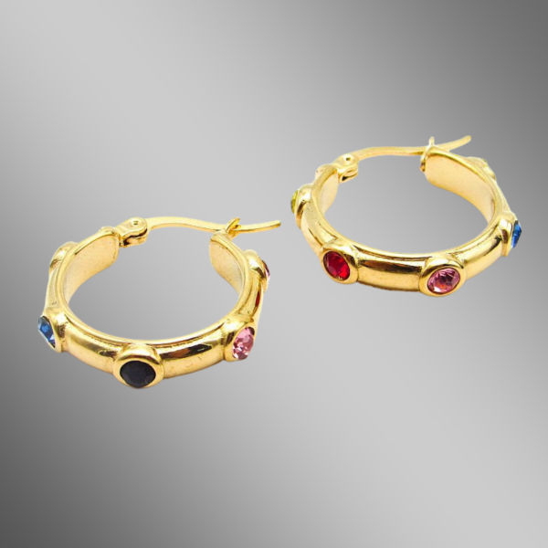 Producto - AROS ARGOLLA PIEDRA MULTICOLOR - ACERO DORADO-SHAR4037-1320262-ZGT