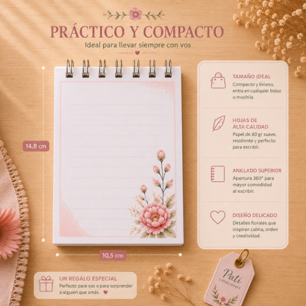 Producto - Anotador A6 Flores y Mariposas - Hortensias - 3