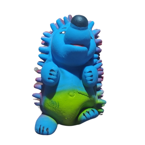 Producto - Juguete para Perros de Goma con Chifle - Erizo Azul, 11x10x7 cm - 1