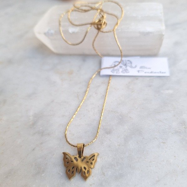 Producto - Collar Acero Dorado Mariposa