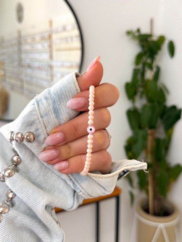 Producto - Pulsera acero quirúrgico rosita ojito