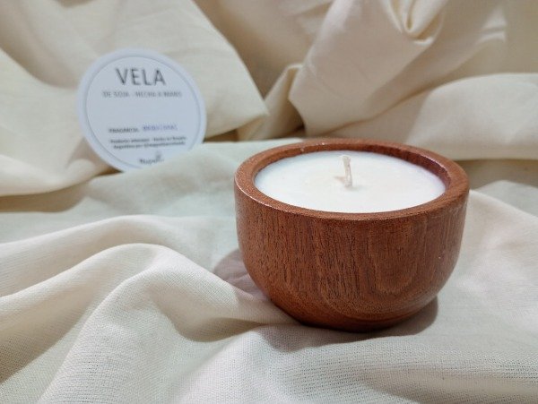 Producto - Vela cuenco de algarrobo chica 8 cm