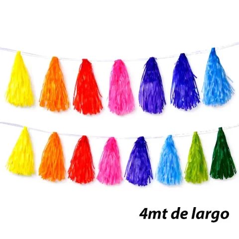 Producto - BANDERIN PLASTICO FLECOS MULTICOLOR 4MTS