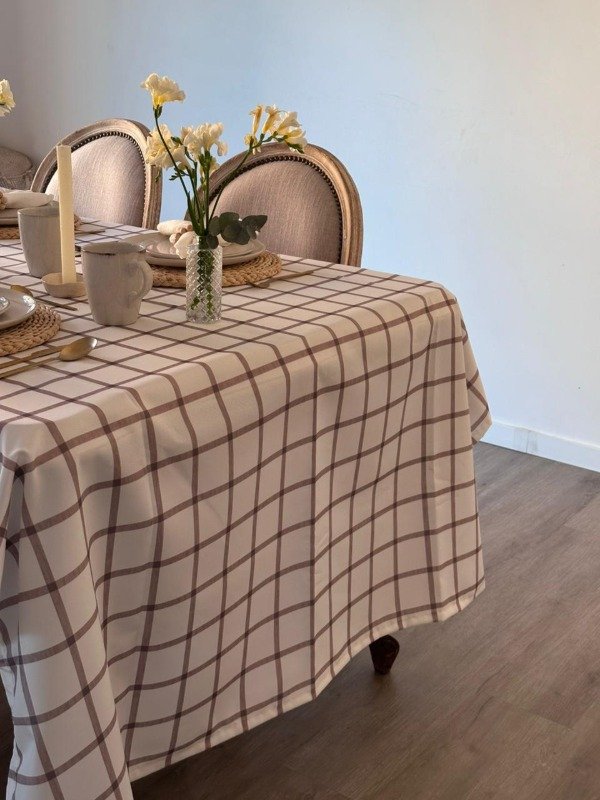 Producto - Mantel impermeable rayado marrón - 2