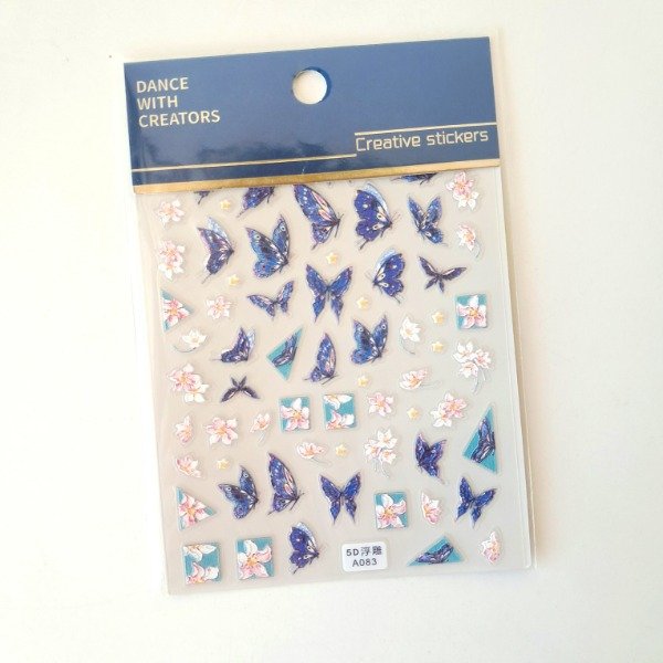 Producto - Plancha de stickers con relieve - Mariposas azules