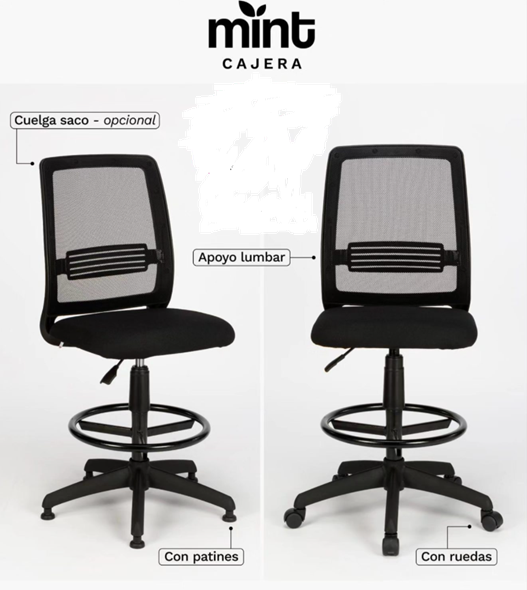 Producto - IDEAL COMERCIOS Silla Cajera MINT, Giratoria Respaldo RED!!