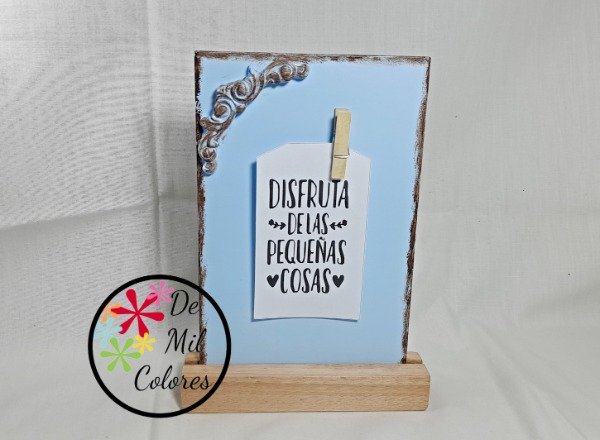 Producto - Porta Notas con moldura color celeste