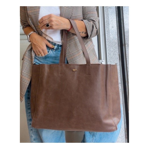 Producto - Cartera Tote Belén Cuero Chocolate