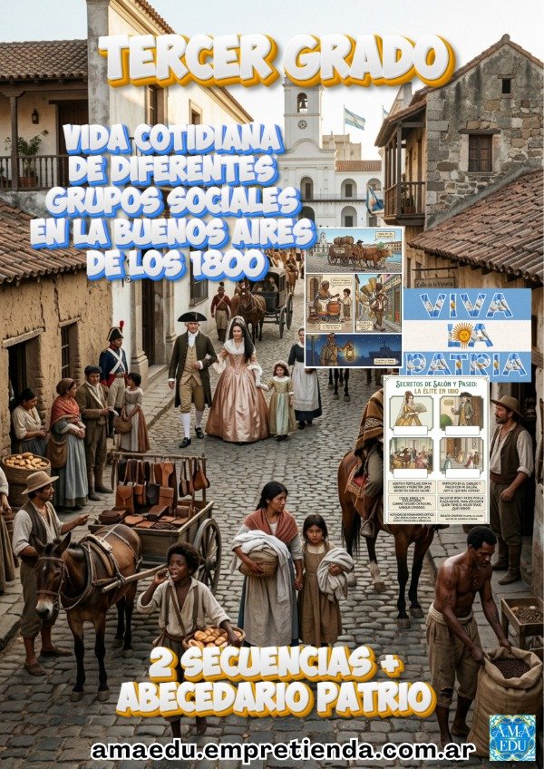 Producto - LA VIDA COTIDIANA EN 1800 (Sociales, Tercer Grado)