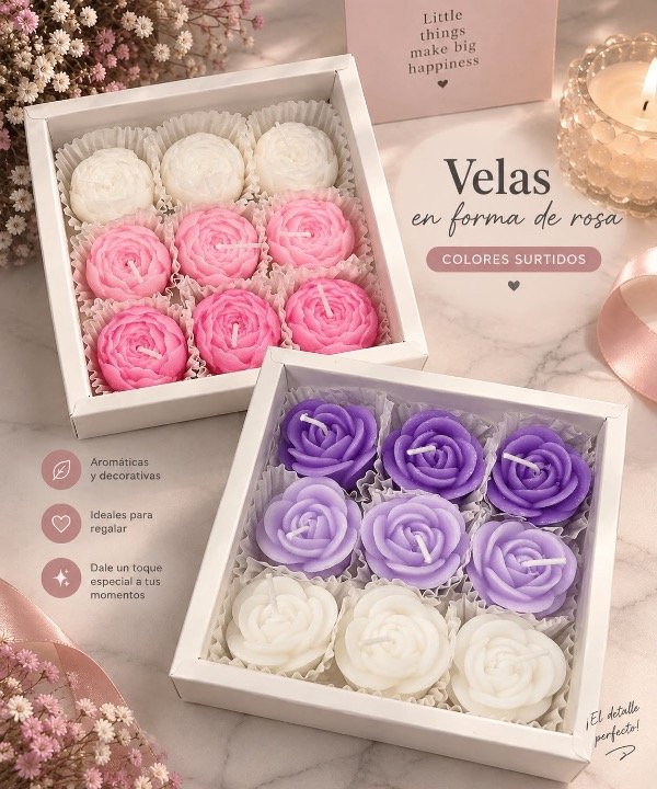 Producto - VELAS AROMÁTICA TEMÁTICA FLORx9