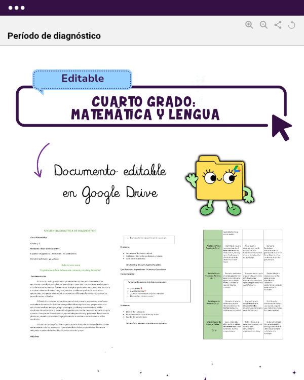 Producto - PERÍODO DIAGNÓSTICO: MATEMÁTICA Y LENGUA - CUARTO GRADO