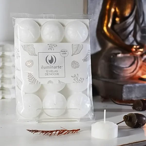 Producto - Velas de Noche Blancas Ilumarte - 12 Unidades