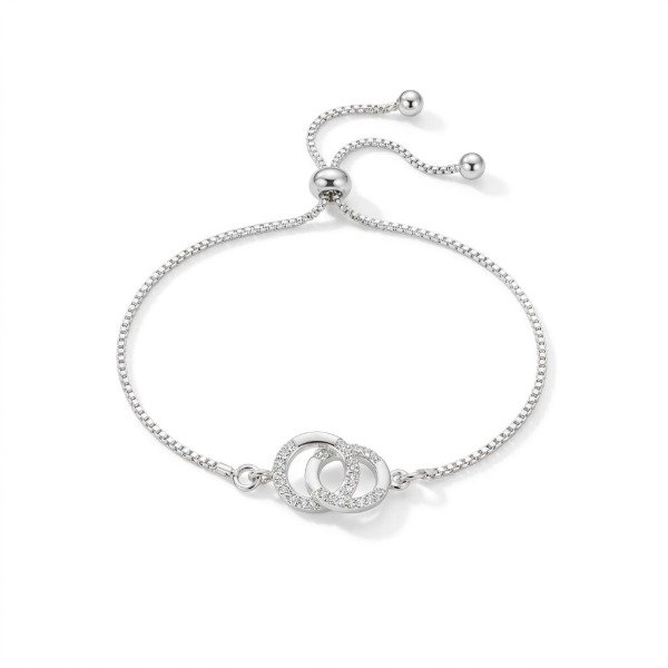 Producto - Pulsera Regulable Círculos Enlazados Plateada - 0