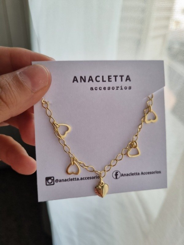 Producto - Pulsera multidije corazones enchapada