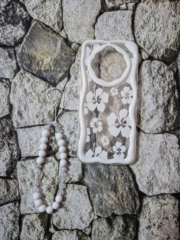 Producto - Funda tpu diseño con holder Xiaomi A3 flores blancas