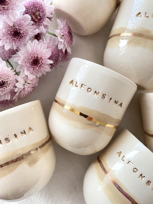Producto - Set de 2 vasos acuarela y oro