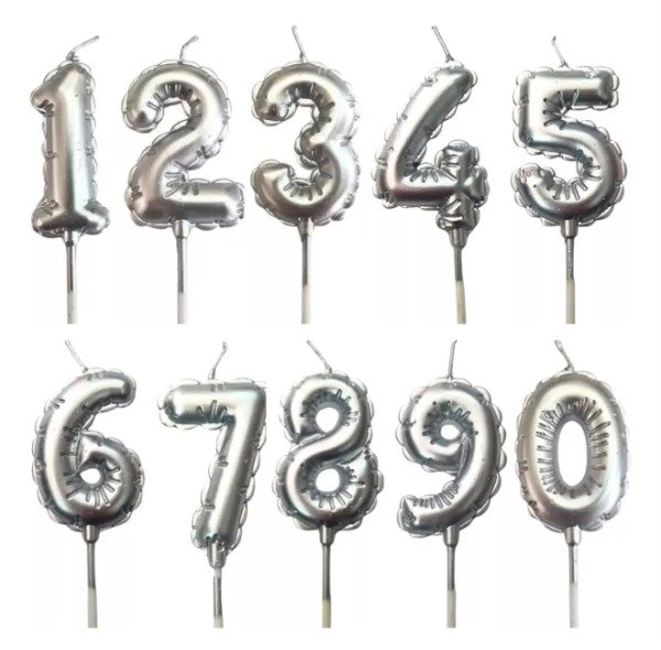 Producto - Vela globito plateada - Elegí el número - 1