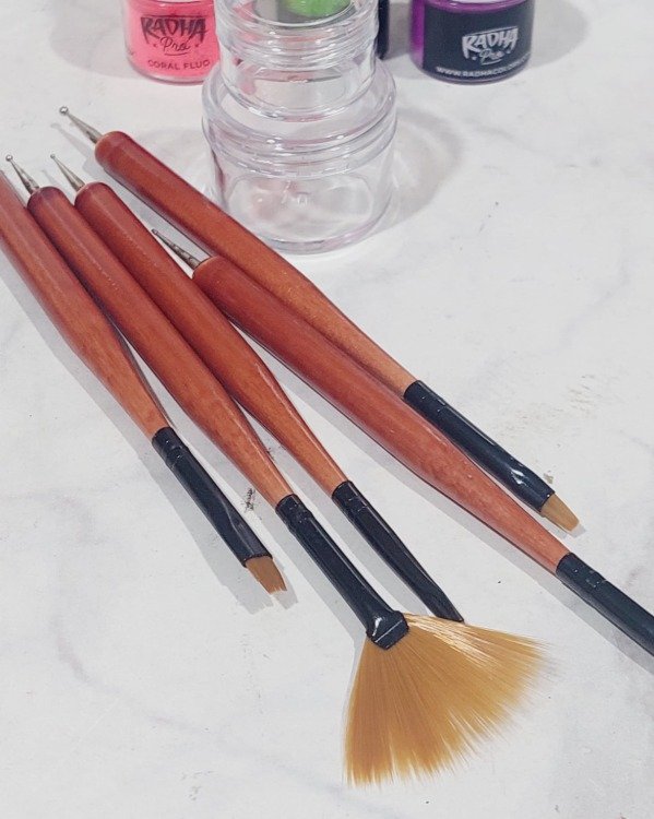 Producto - Set de 5 pinceles doble punta combinados con mini bolillos