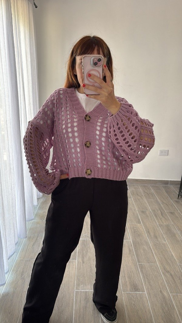 Producto - Saco calado oversize lila