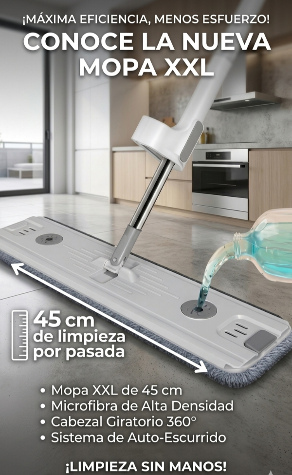 Producto - Mopa xxl Plana +2paños autoescurrible