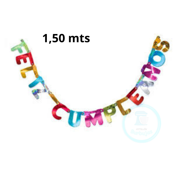 Producto - Banderín Holográfico Feliz Cumpleaños Multicolor x1
