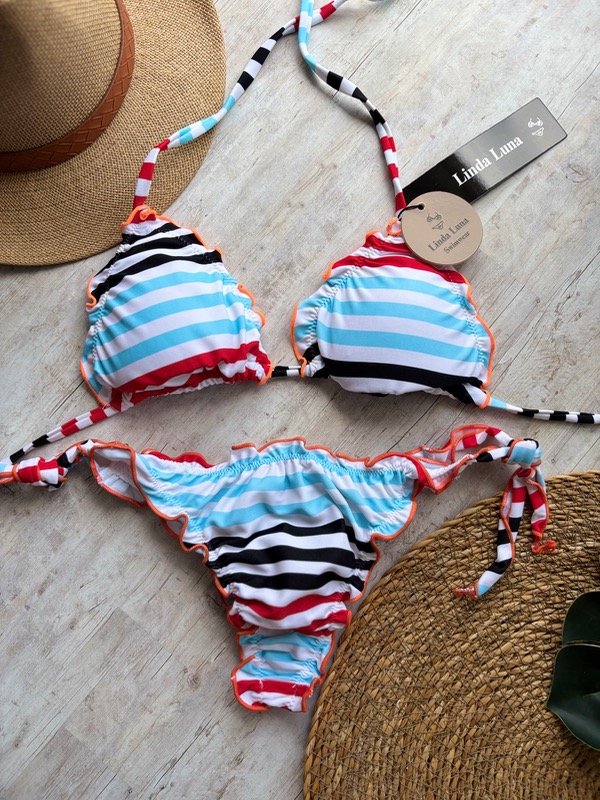 Producto - Bikini art 30032 rayado rojo
