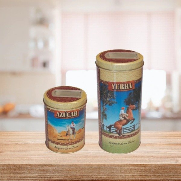 Producto - Set Lata yerba y azucar redonda Imágenes de mi Tierra