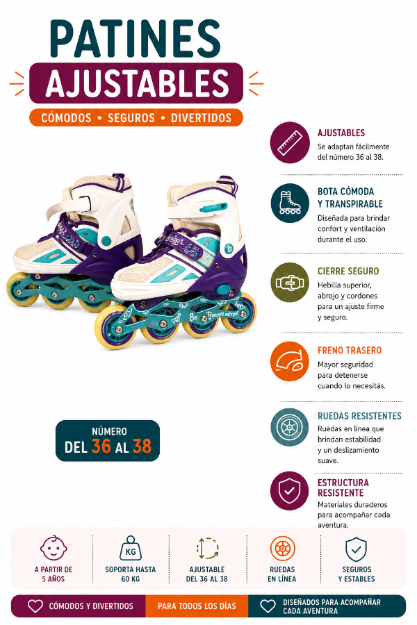 Producto - Roller Patines ajustables del 36 al 38 - 1