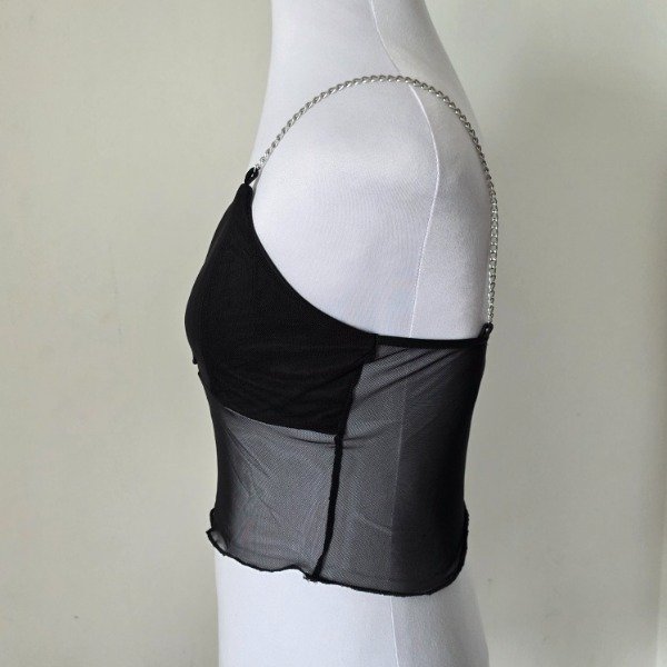 Producto - Top con tirantes de cadena y transparencia S/M - 2