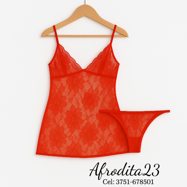 Producto - Camisolin de tul y encaje talle s color rojo Cod A6-07