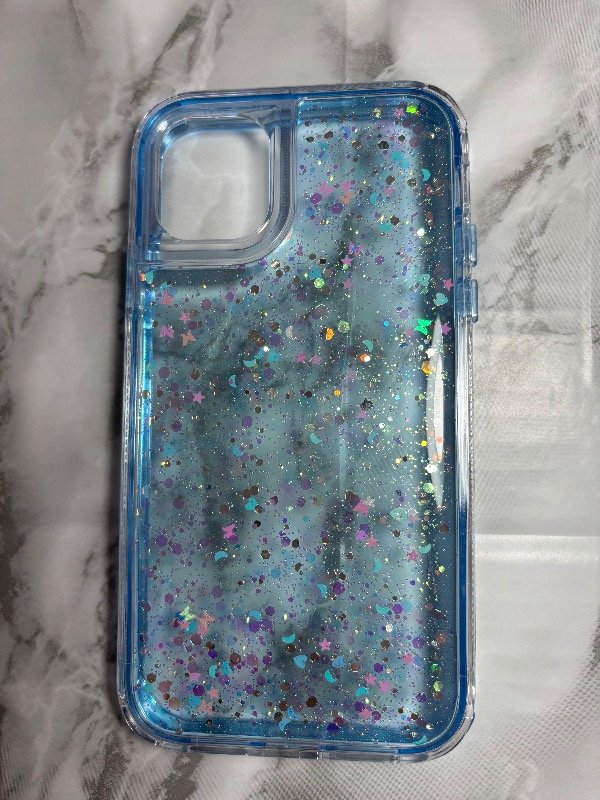 Producto - Case full glitter celeste iph 15 pro