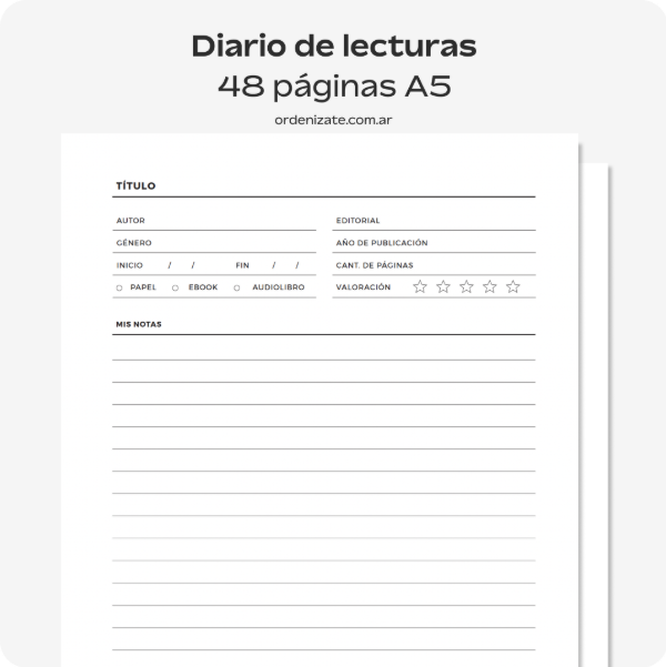 Producto - DIARIO DE LECTURAS