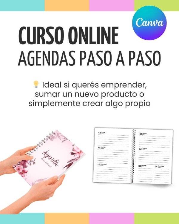 Producto - Curso: Aprende a usar Canva para Crear Agendas y cuadernos