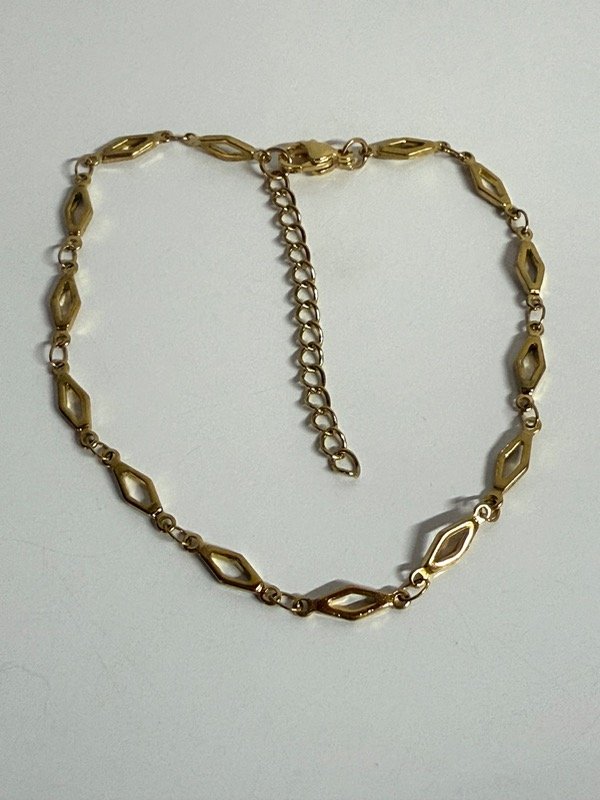 Producto - PD142 Pulsera rombos acero dorado 20 + 4 cm