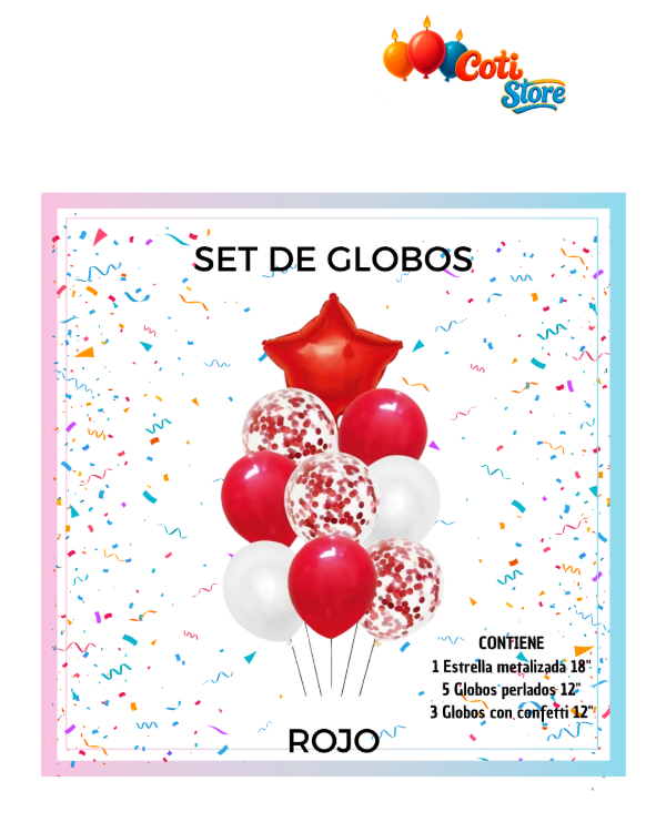 Producto - Set de Globos Estrella Rojo