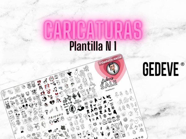 Producto - Plantilla para Stickers de Nail Art N 1 (CARICATURAS) - PDF Descargable